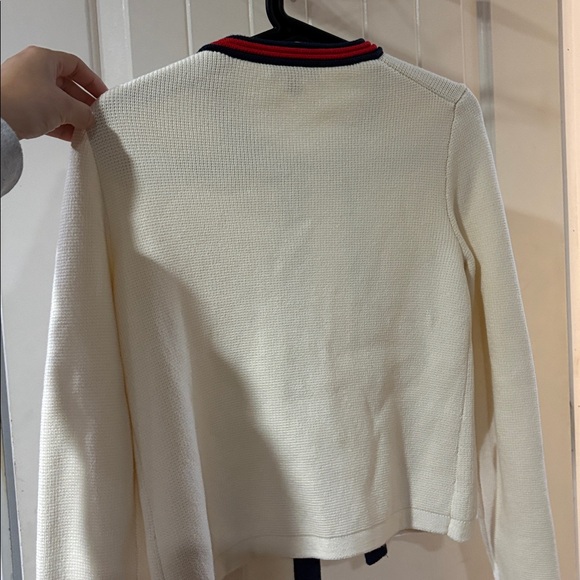 J. Crew Ivory Cardigan with Navy and Scarlet Accents - Picture 10 of 10